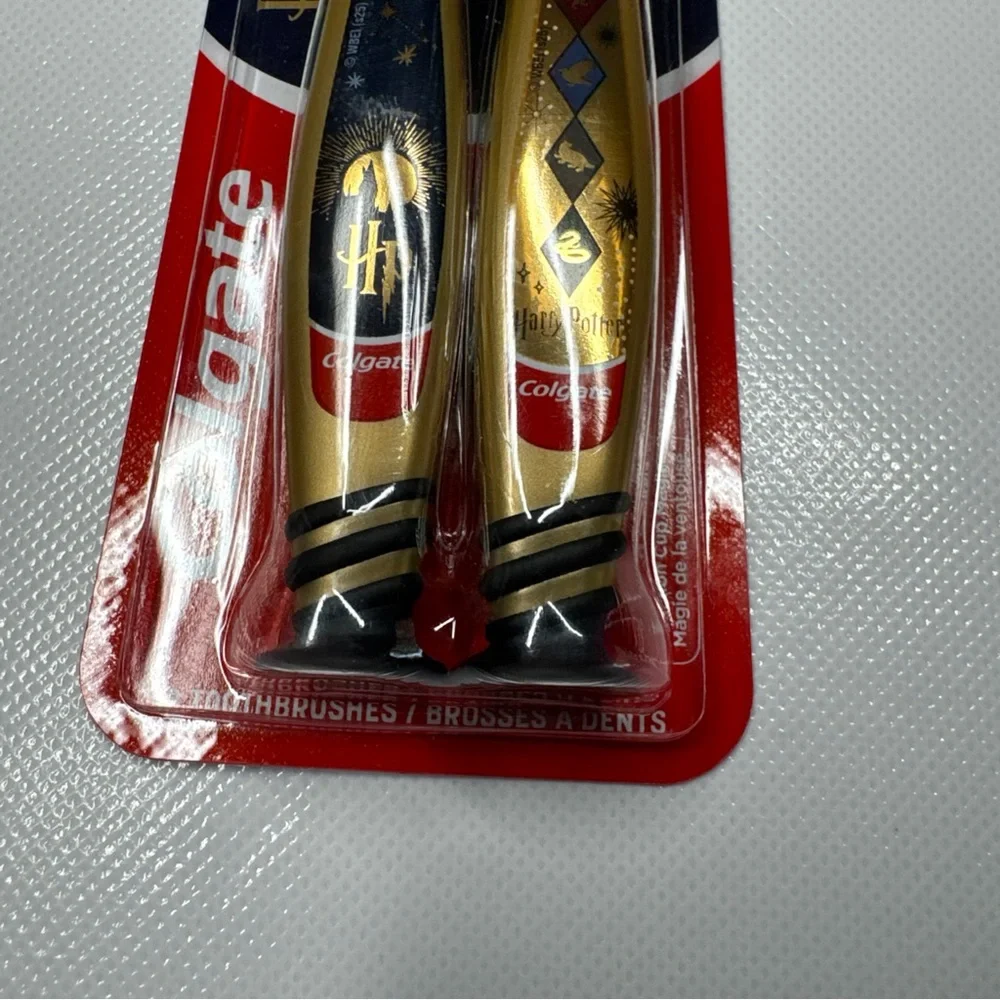 Colgate Harry Potter Kids Toothbrush Limited Edition Set 2 Extra Soft Gold New